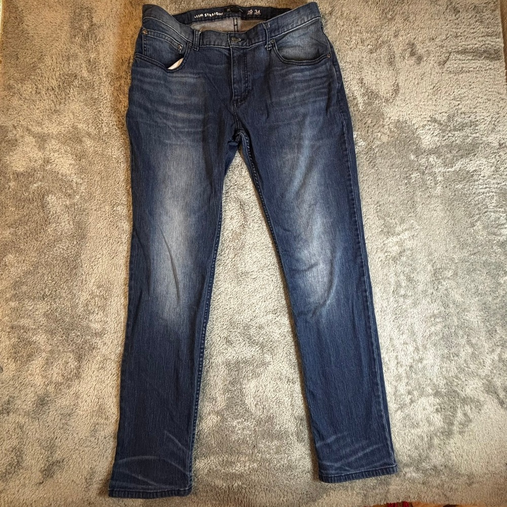 INC International Concepts Mens Slim Straight Jeans Blue Medium Wash 36x34
